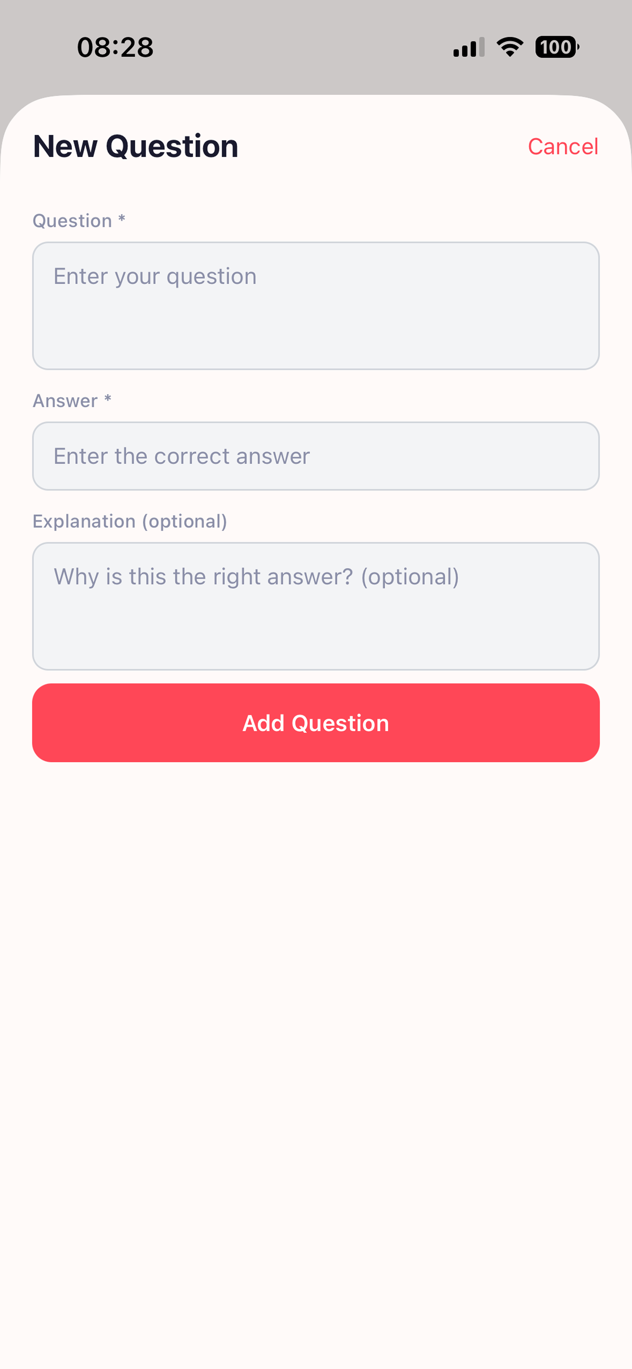 Adding a new question